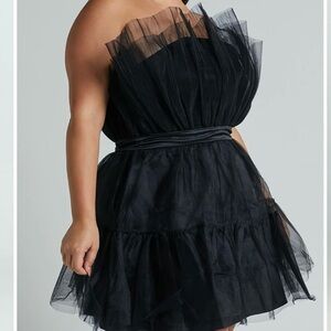 Missguided+ Black mini tulle dress